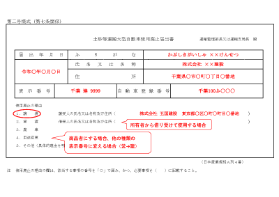 土砂等大型自動車使用廃止届出書