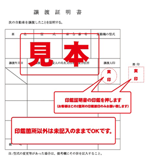 譲渡証明書の記入例/書き方